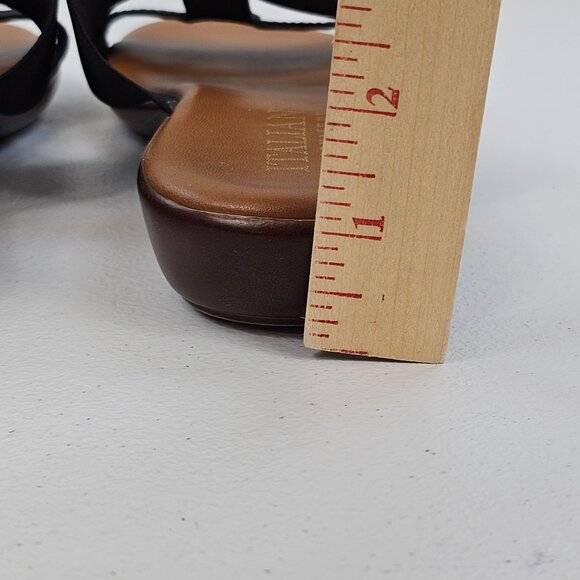 Italian Shoemakers Wms 9 Brown Black Open Toe Comfort Earthy Summer Slide Shoes - Picture 16 of 16